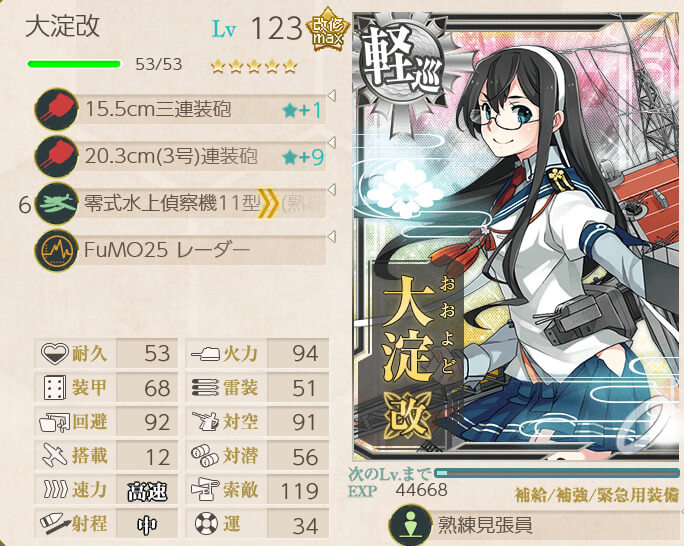 艦これ 15 5cm三連装砲系 Swordfish系 探照灯 装備ボーナスまとめ キトンの艦これ攻略ブログ